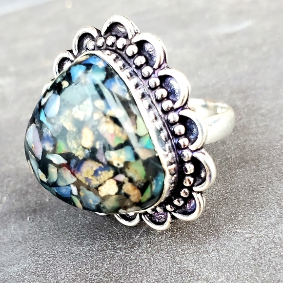 New Copper Ethiopian Opal 925 Silver Ring. - Picture 3 of 6